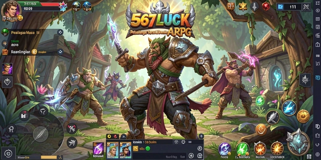 Screenshot gameplay 567LUCK menampilkan pertempuran seru di dunia ARPG.