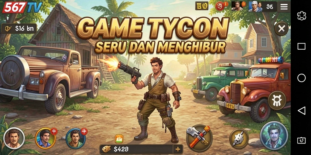 Screenshot 567TV menampilkan serunya mengelola stasiun TV Tycoon.