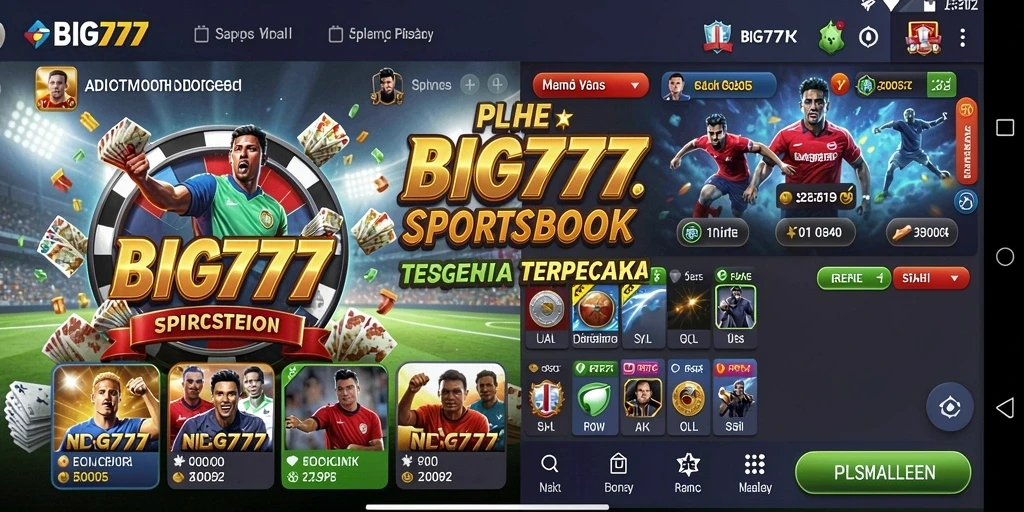 Screenshot gameplay Sportsbook BIG777 menampilkan antarmuka taruhan yang menarik.