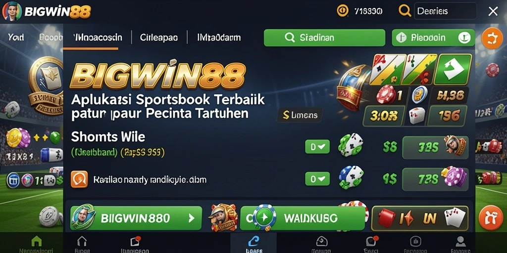 Screenshot BIGWIN88 menampilkan antarmuka aplikasi Sportsbook yang menarik dan mudah digunakan.