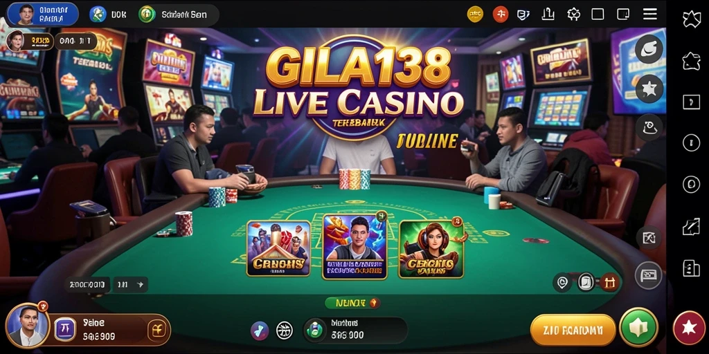 Screenshot GILA138 menampilkan dealer live dalam suasana permainan kasino.