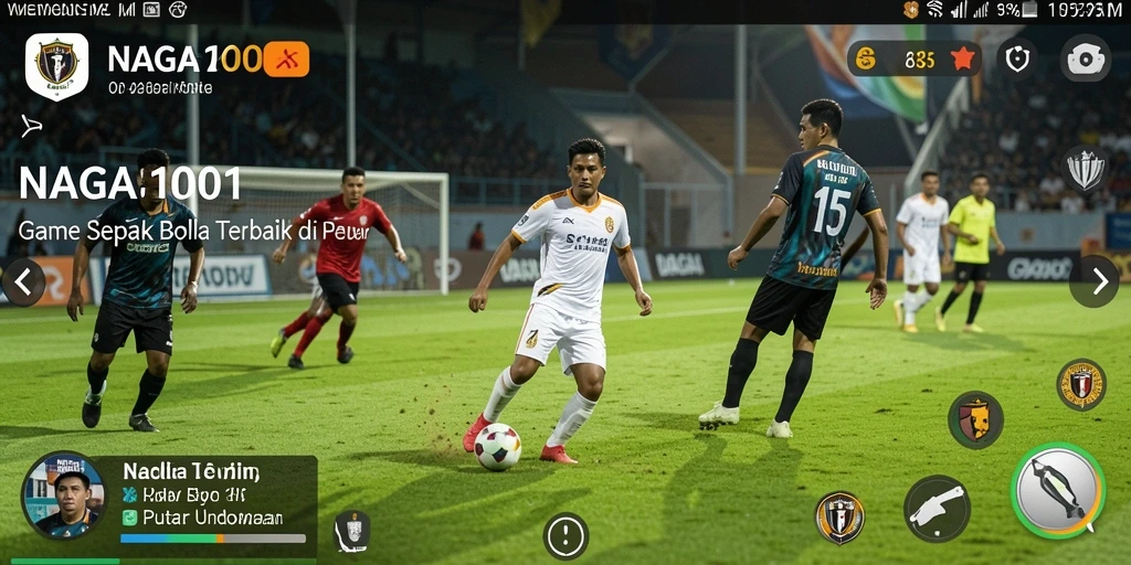 Tampilan gameplay yang realistis di lapangan sepak bola.