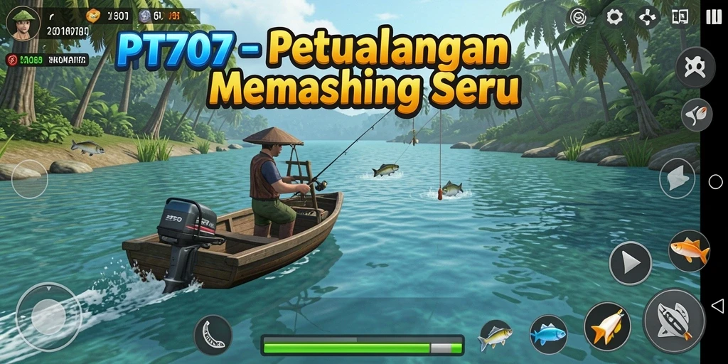 Tampilan menarik gameplay PT707 saat memancing di danau.