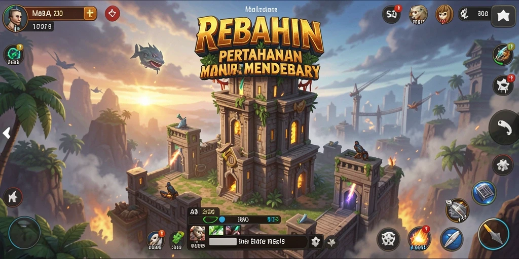 Gameplay intens Tower Defense di REBAHIN dengan berbagai menara strategis.