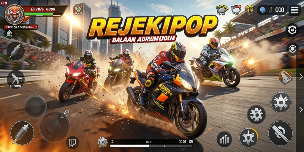 Tampilan menarik dari gameplay balapan motor di REJEKIPOP.